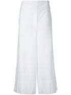 Goen.j High-rise Cropped Trousers, Women's, Size: Small, White, Cotton/nylon