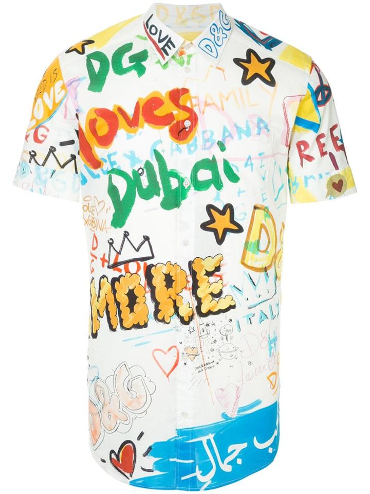 Dolce & Gabbana Dubai Graffiti Printed Shirt - White