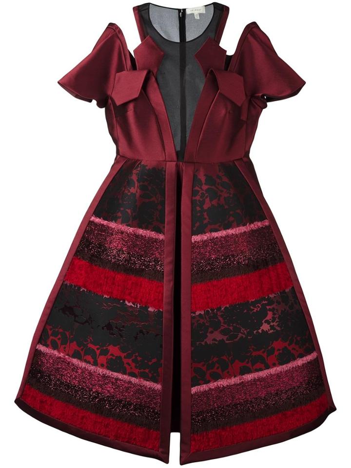 Delpozo Textured Panel Cut Out Dress - Pink & Purple