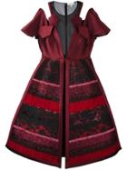 Delpozo Textured Panel Cut Out Dress - Pink & Purple