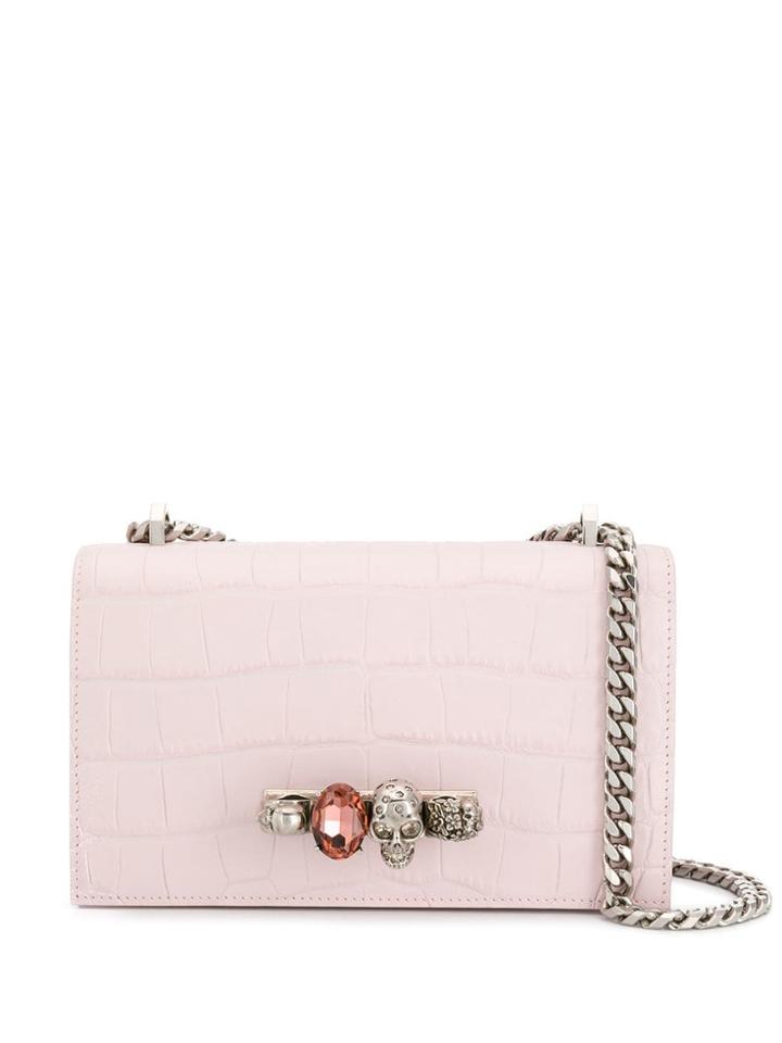 Alexander Mcqueen Crocodile Embossed Clutch - Pink