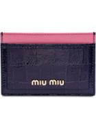 Miu Miu Madras Crocodile Embossed Cardholder - Blue