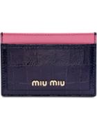 Miu Miu Madras Crocodile Embossed Cardholder - Blue