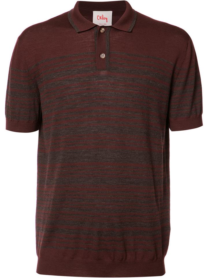 Orley Striped Polo Shirt, Men's, Size: Medium, Pink/purple, Merino