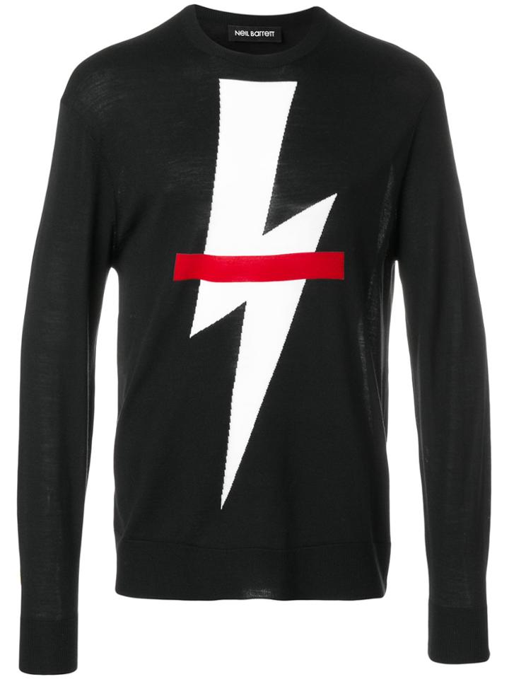 Neil Barrett Thunderbolt Strikethrough Sweater - Black