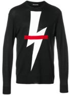 Neil Barrett Thunderbolt Strikethrough Sweater - Black