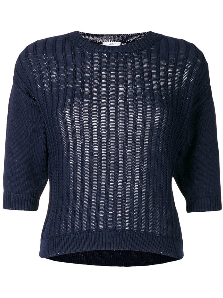 Peserico Three-quarter Sleeves Knitted Blouse - Blue