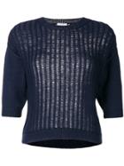 Peserico Three-quarter Sleeves Knitted Blouse - Blue