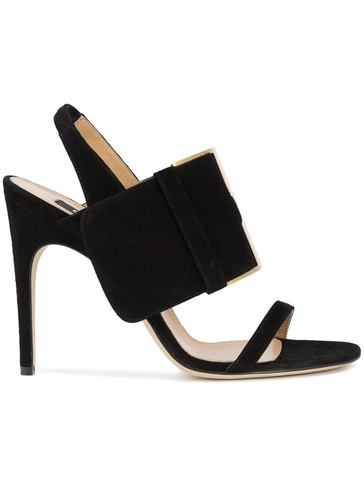 Sergio Rossi Oversized Buckle Sandals - Black