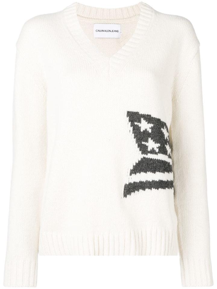 Calvin Klein Jeans Flag Knit Sweater - White