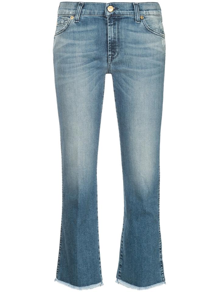 7 For All Mankind Cropped Flared Trousers - Blue