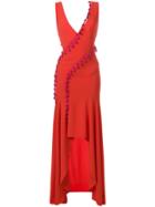 Galvan Slit Tassel Dress - Red