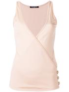 Balmain Wrap Front Vest Top - Pink & Purple