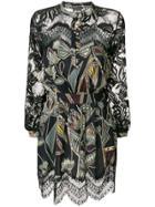 Just Cavalli Lace Trim Printed Dress - Black