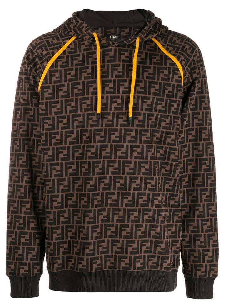 Fendi Printed Ff Logo Hoodie - Black