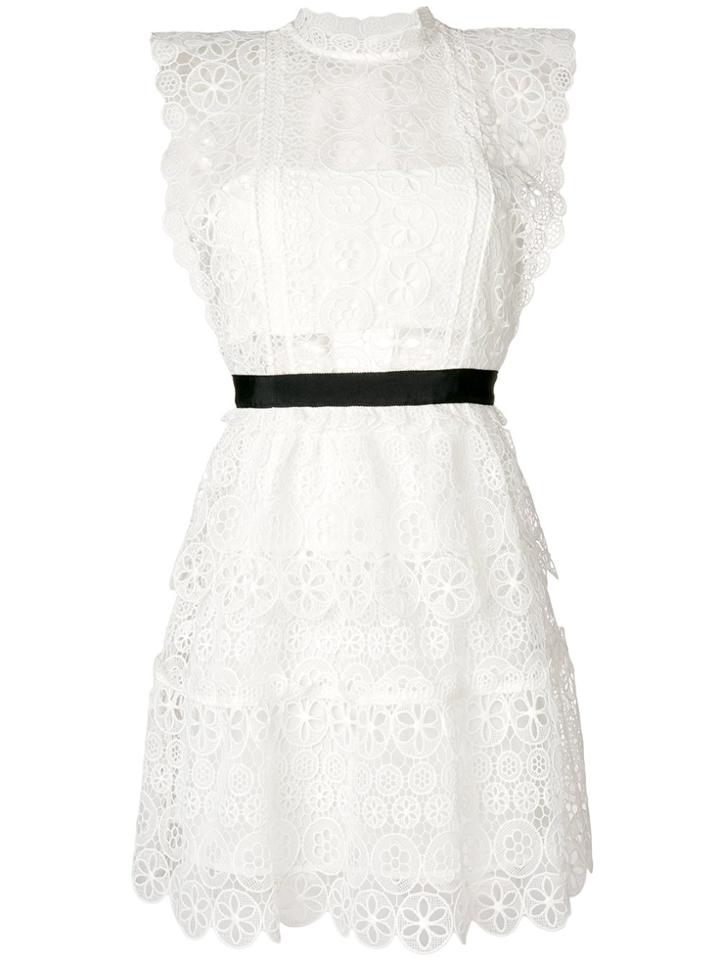 Self-portrait Floral Lace Mini Dress - White