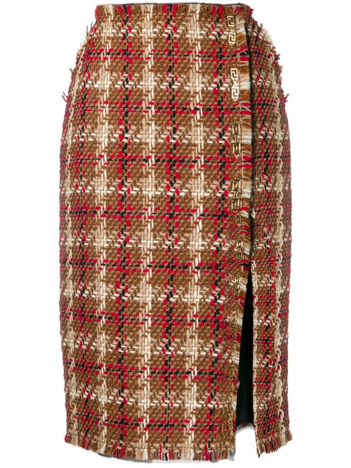 Versace Tweed Pencil Skirt - Brown