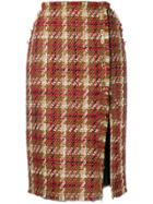 Versace Tweed Pencil Skirt - Brown