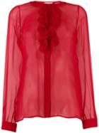 Nº21 Pleated Front Ruffle Shirt - Red