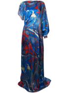 Rosie Assoulin Marble Print Asymmetric Dress - Blue