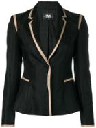 Karl Lagerfeld Tailored Twill Blazer With Piping - Black