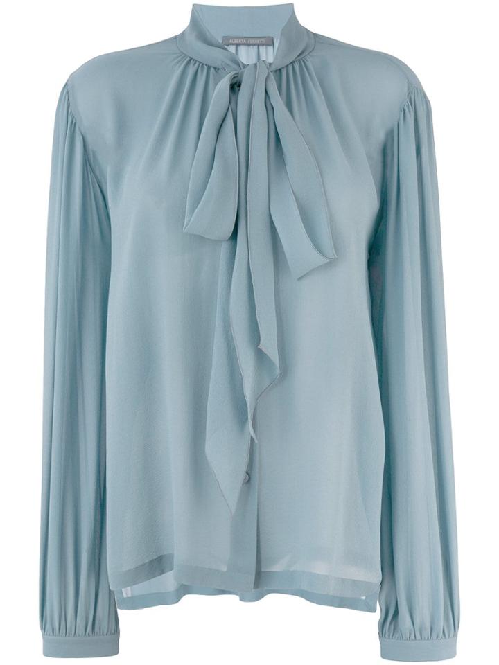 Alberta Ferretti Pussy-bow Blouse - Blue