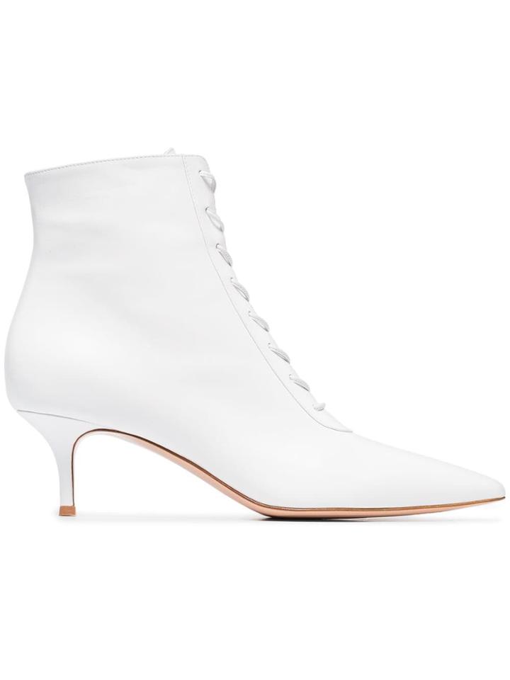 Gianvito Rossi Grossi 55 Lthr Lcup Anklbt - White