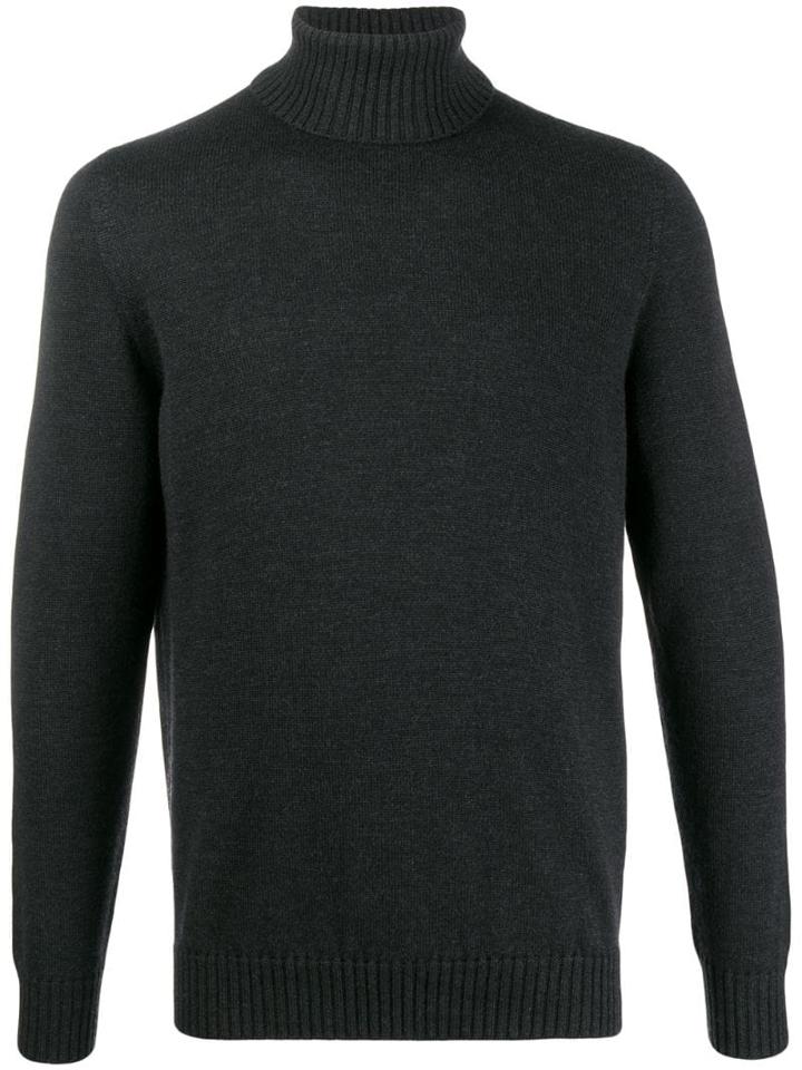 Drumohr Ribbed Roll Neck Jumper - Grey