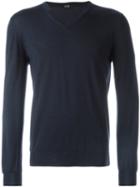 Kiton V-neck Sweater, Men's, Size: Large, Blue, Silk/cashmere