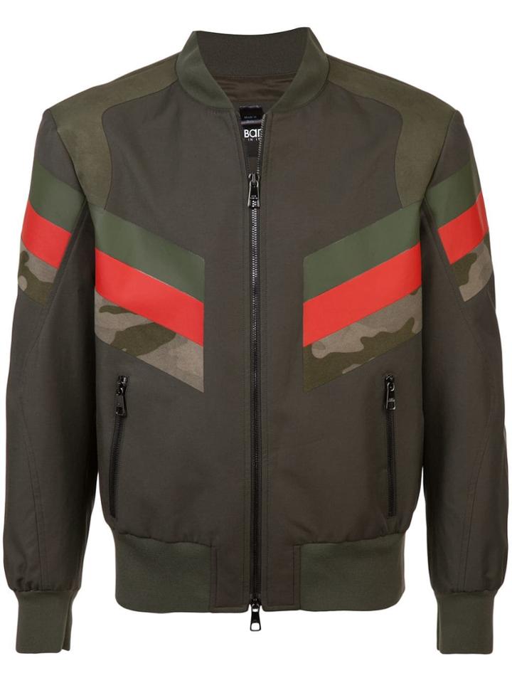 Neil Barrett Panelled Stripe Bomber Jacket - Green