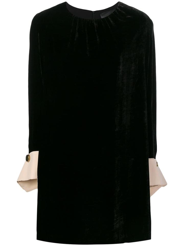 Erika Cavallini Contrast Cuff Shift Dress - Black
