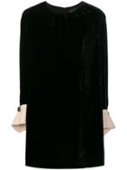 Erika Cavallini Contrast Cuff Shift Dress - Black