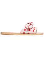 Ancient Greek Sandals Pink And Red Taygete Polka Dot Satin Bow Slides