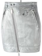 Dsquared2 Metallic (grey) Skirt, Women's, Size: 42, Lamb Skin/viscose/polyester