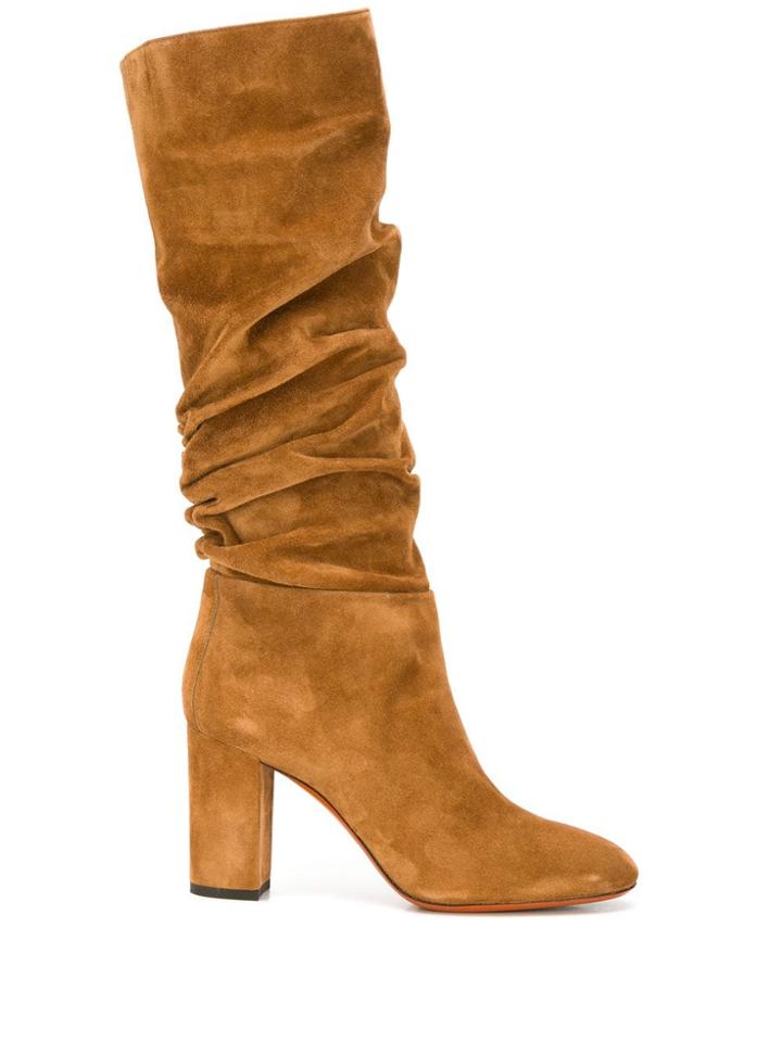 Santoni Ruched Detail Boots - Brown