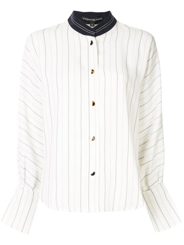 Comme Moi Stand-up Collar Shirt - White