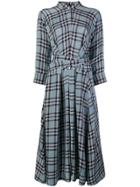 Sara Lanzi Check Midi Dress - Blue