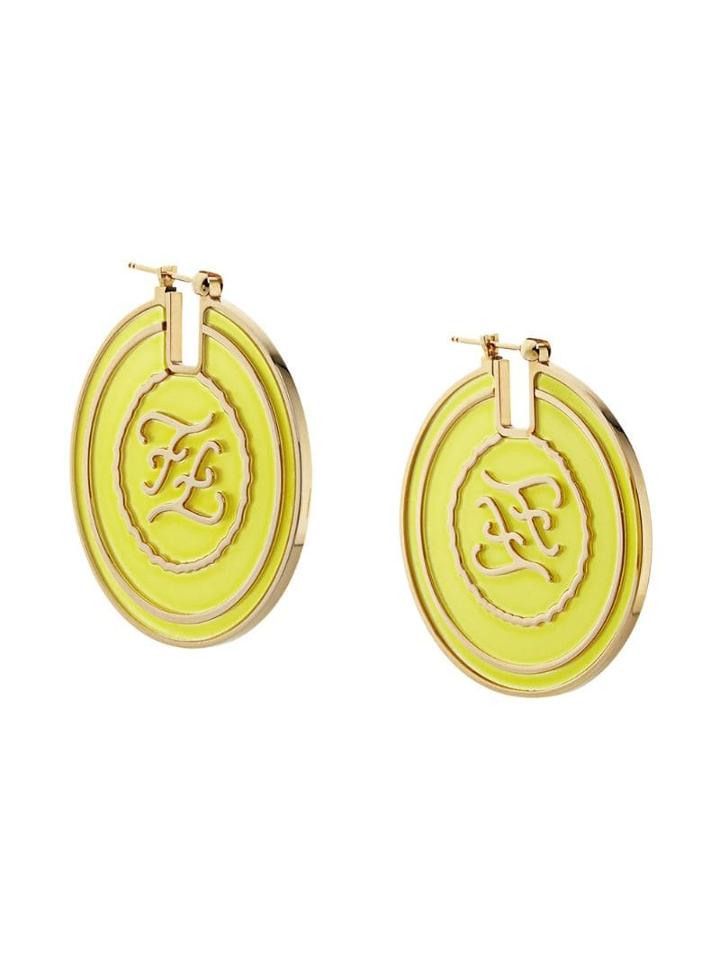 Fendi Ff Karligraphy Engraved Earrings - F198j-fluo Yellow +soft Go