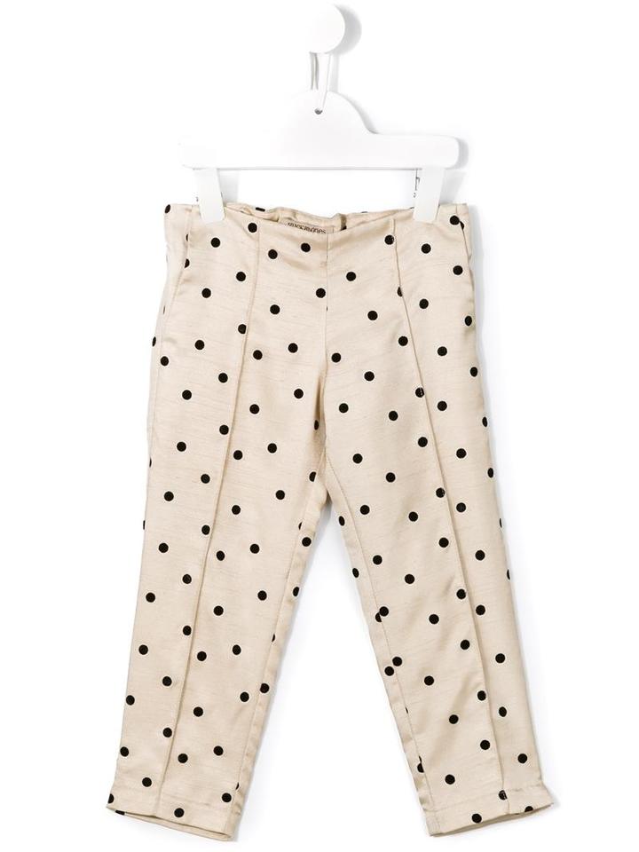 Hucklebones London Polka Dot Flocked Trousers, Girl's, Size: 12 Yrs, Nude/neutrals