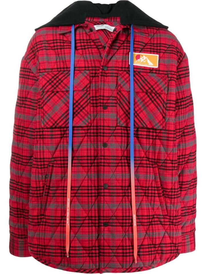 Off-white Long Sleeve Flannel Jacket - Red