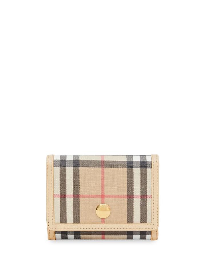 Burberry Small Vintage Check E-canvas Folding Wallet - Neutrals