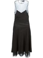 Salvatore Ferragamo Pleated A-line Dress, Women's, Size: Small, Black, Cotton/silk/nylon