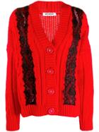 Brognano Lace Embellished Chunky Cardigan - Red