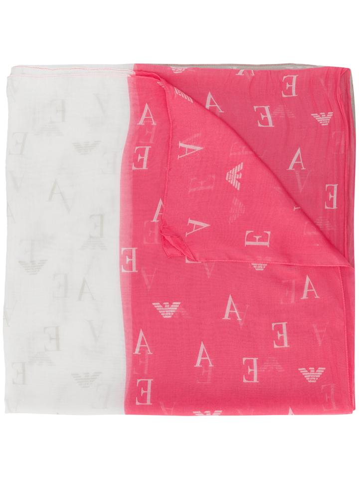 Emporio Armani Gradient Logo Print Scarf - Nude & Neutrals