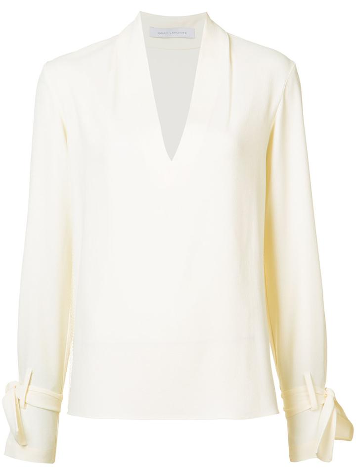 Sally Lapointe - Wrist Tie Blouse - Women - Polyamide/acetate/viscose - 2, Women's, White, Polyamide/acetate/viscose