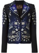 Roberto Cavalli Star Print Fitted Jacket, Women's, Size: 42, Blue, Spandex/elastane/viscose