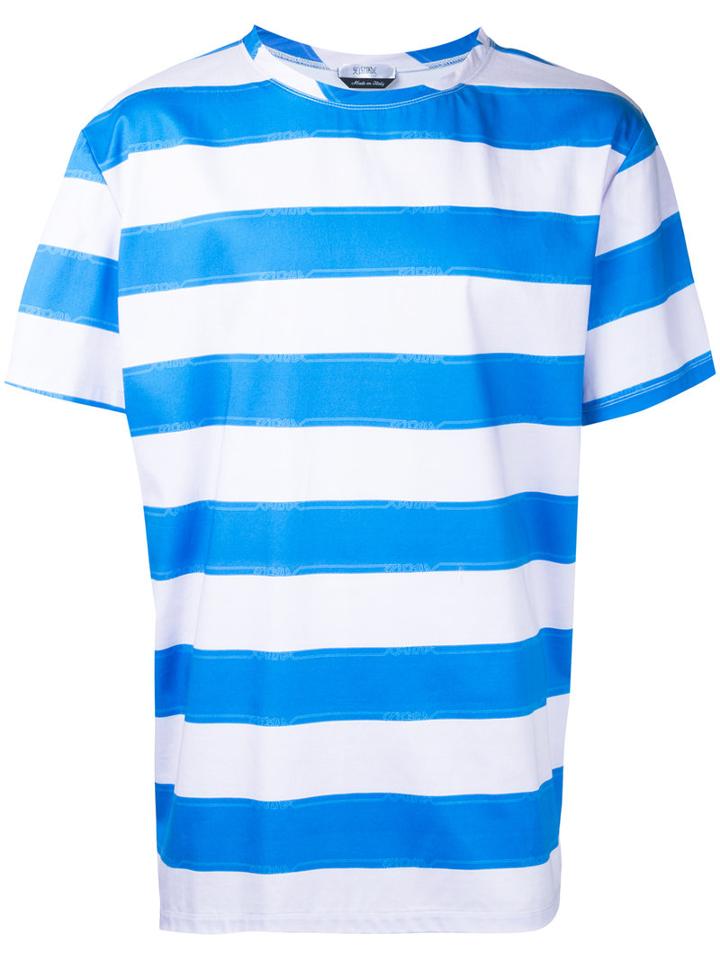 Selfmade By Gianfranco Villegas - Striped T-shirt - Men - Cotton - 52, Blue, Cotton