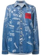 Versace Doodle Print Denim Shirt - Blue