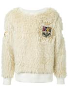 Dresscamp Textured Chest Patch Sweatshirt, Adult Unisex, Size: Small, White, Acrylic/polyester