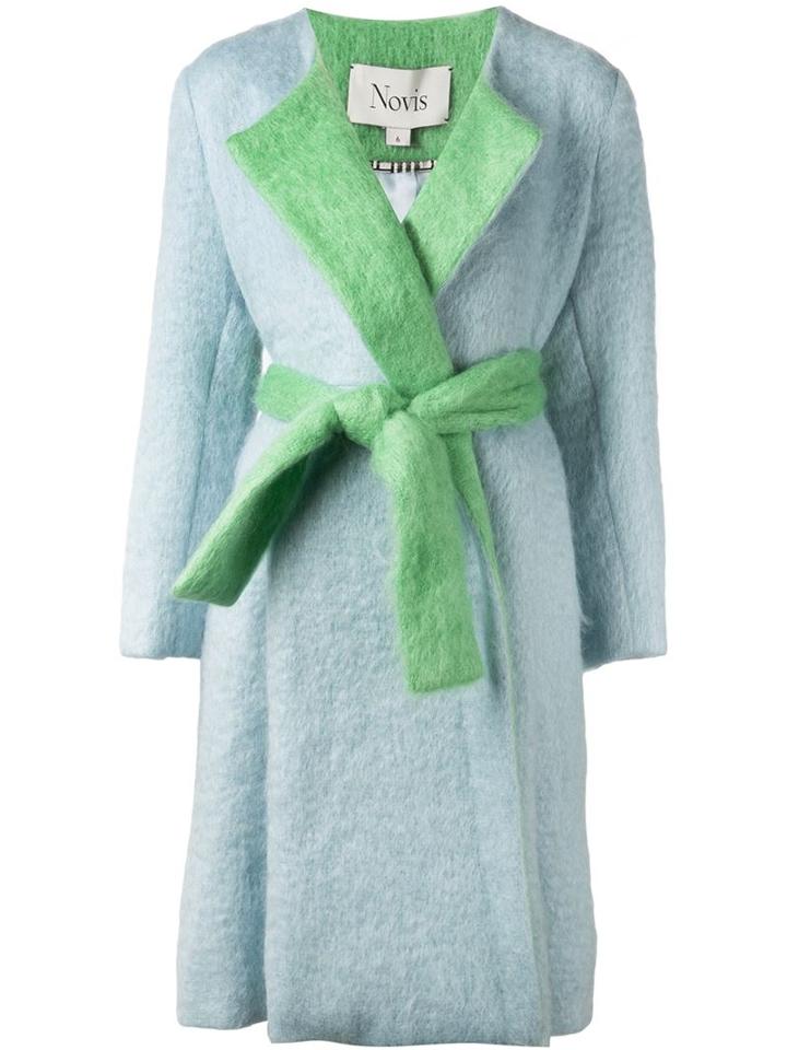 Novis Belted Coat, Women's, Size: 6, Blue, Silk/nylon/mohair/wool